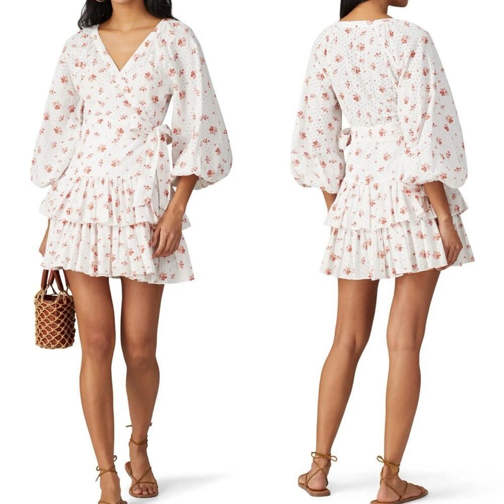 Maia Bergman Floral Inés Mini Wrap Dress Small Coquette